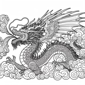 a dragon breathing smoke.