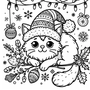 christmas cat coloring pages free