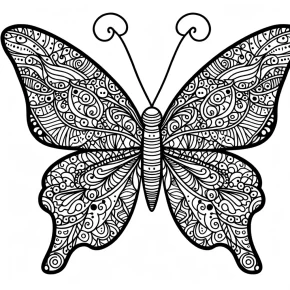 a detailed butterfly with zentangle body.