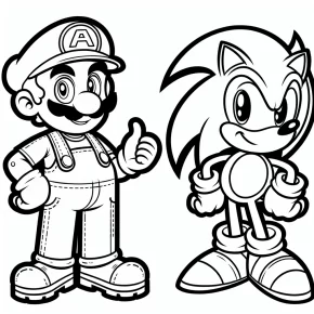 coloring pages mario and sonic