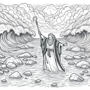 moses parting the red sea coloring pages