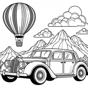 a car with a hot air balloon.