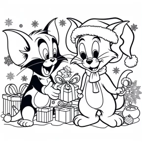 christmas tom and jerry coloring pages