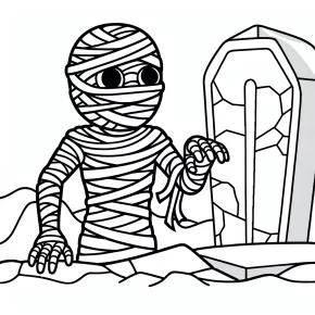 a mummy rising from a tomb.