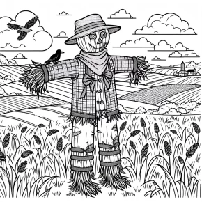 a scarecrow in a field.