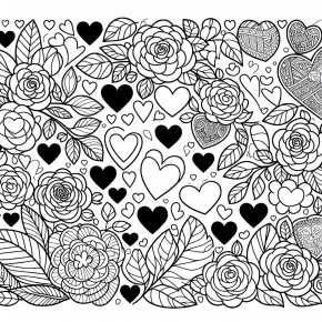 coloring pages of hearts with roses