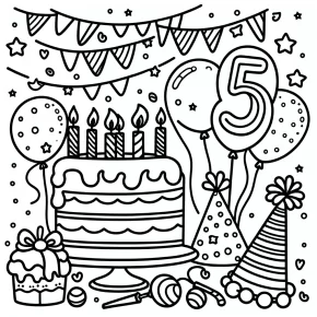 happy 5th birthday coloring pages