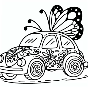 a car with a butterfly design.