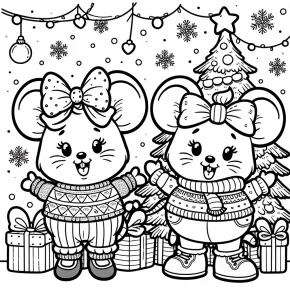 minnie and mickey christmas coloring pages