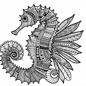 a detailed seahorse with patterns.