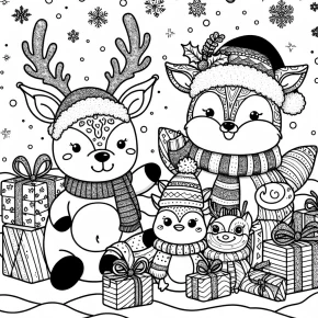 cute christmas animals coloring pages