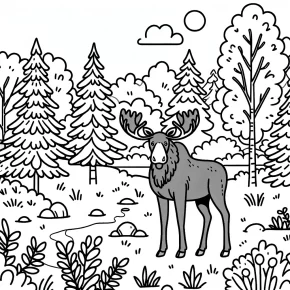 a moose standing in a forest.