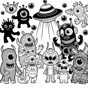 coloring pages of monsters vs aliens