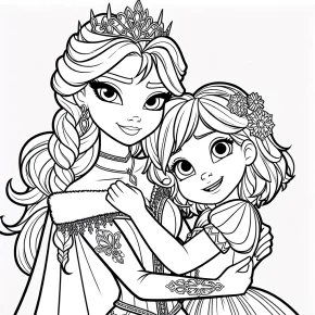 elsa and anna hugging.