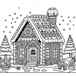 hard gingerbread house coloring pages