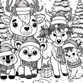 animal christmas coloring pages