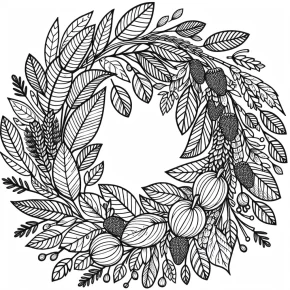 a harvest wreath with leaves.