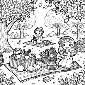 a picnic in a spring park.