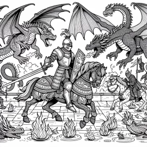 coloring pages knights and dragons