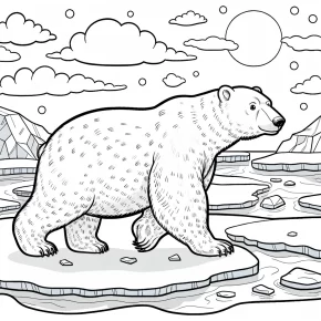 a polar bear walking on ice.