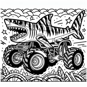 tiger shark monster truck coloring pages