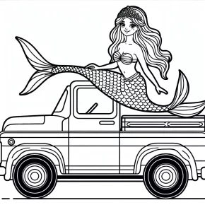 a car with a mermaid on top.