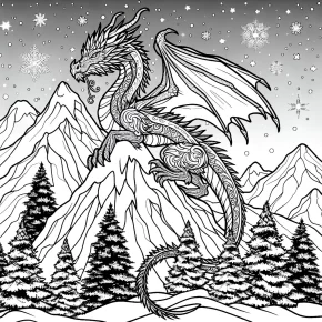 a dragon on a snowy peak.