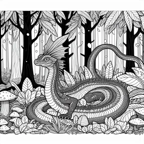 a basilisk slithering through a forest.