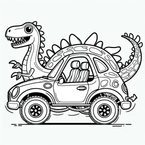 a car with a dinosaur tail.