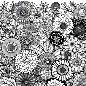 an intricate flower garden with patterns.