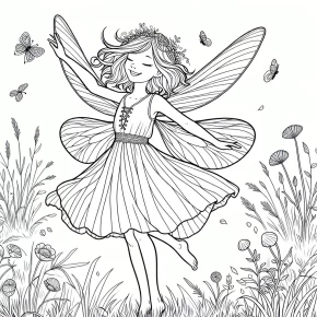 a fairy dancing in a meadow.