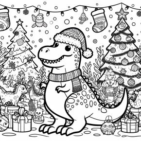 dinosaur christmas coloring pages printable