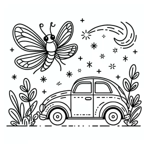 a car with a magical firefly.