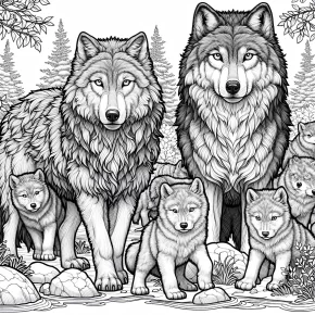 wolf pack coloring pages