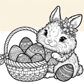 easter bunny with a basket of eggs.