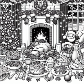 christmas dinner coloring page