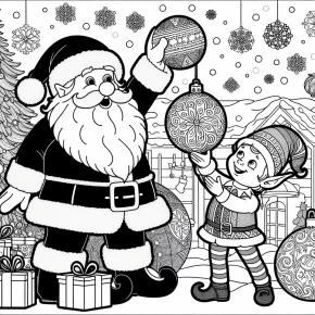 santa claus and elf coloring pages