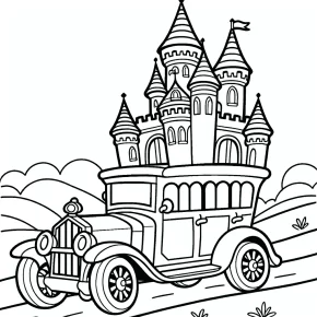 a car with a castle on top.