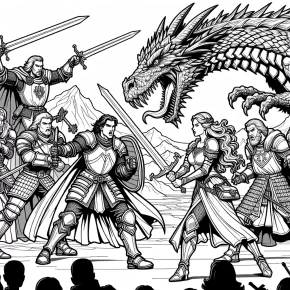 coloring pages of knights and dragons