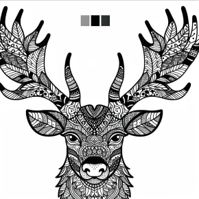 a detailed deer with patterned antlers.