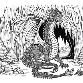 a dragon guarding a hidden cave.