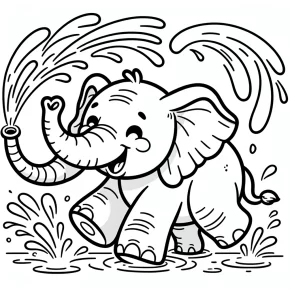 an elephant spraying water with its trunk.