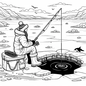 ice fishing coloring pages