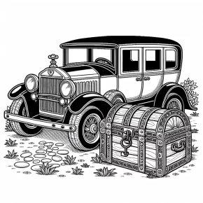 a car with a treasure chest.