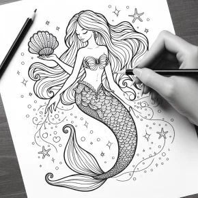 a mermaid with a magical shell.