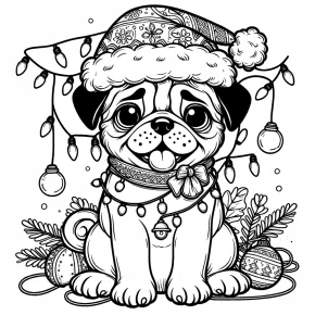 christmas pug coloring pages