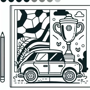 a car with a sports trophy.