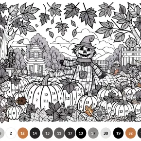 fall color by number coloring pages