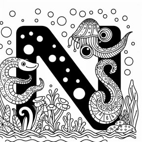 coloring pages of the letter n