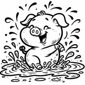 a pig playing in the mud.